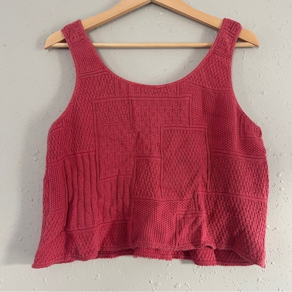 Absolutely Cotton Pink Crop Top Oversized Casual Spring Summer Medium - Picture 4 of 6